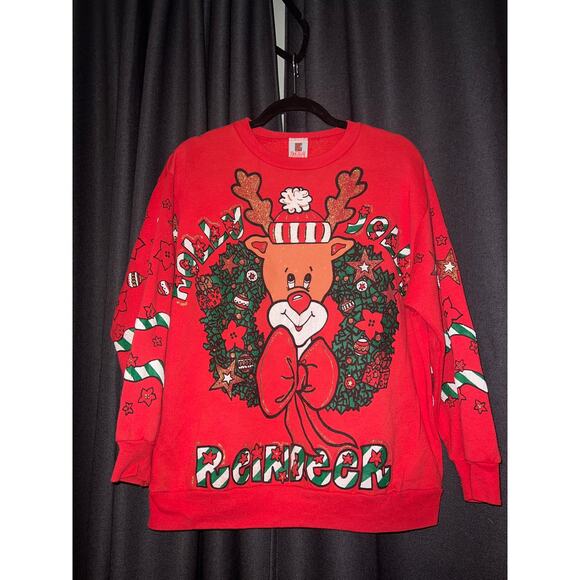 Ugly Christmas Sweater Xmas Sweatshirt Vintage Crewneck Size Large - Picture 1 of 2